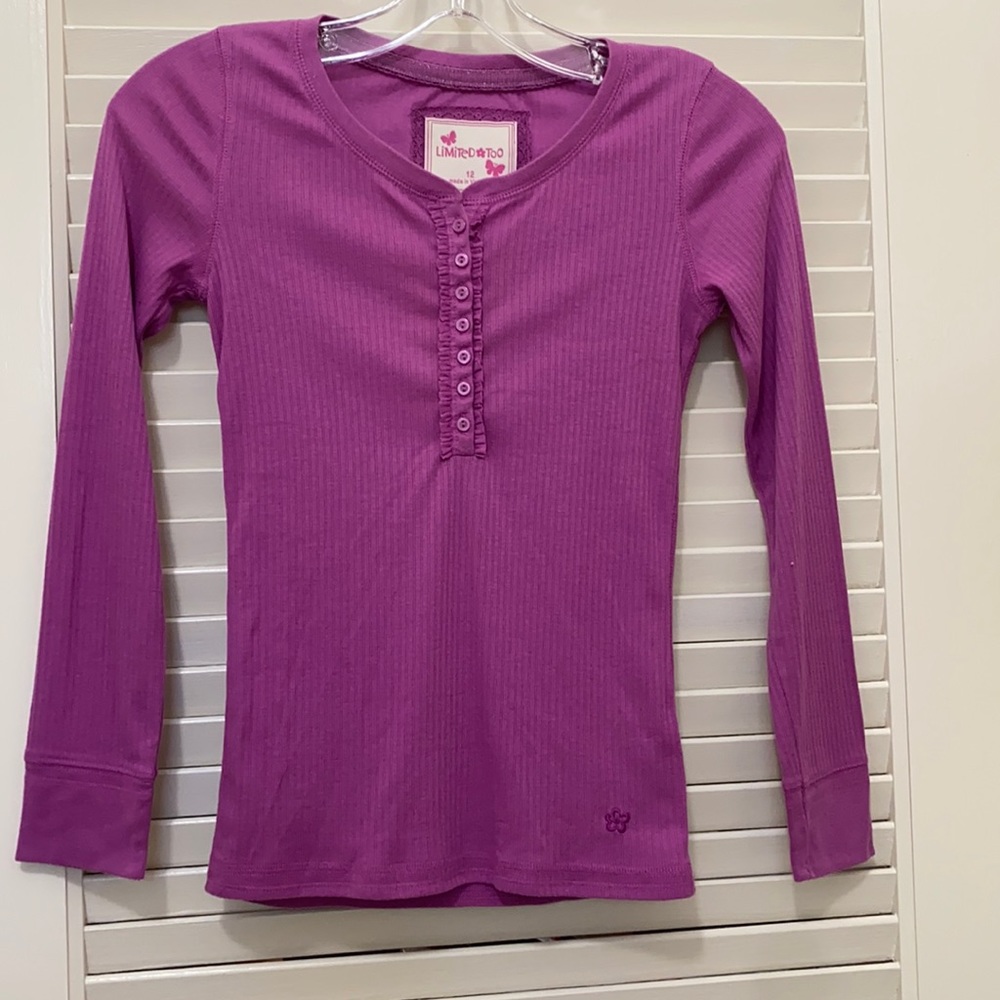 Limited Too purple ruffle Henley